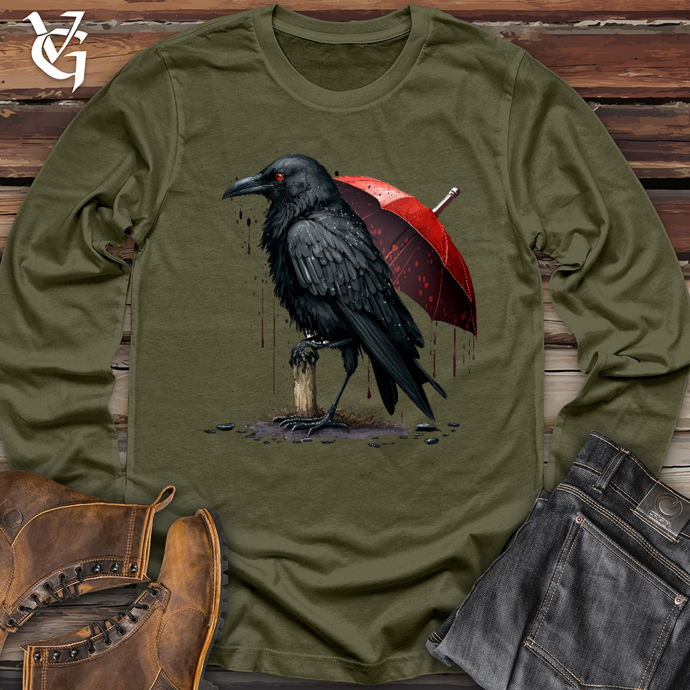 Viking Goods Raven In The Rain Long Sleeve Military Green / L