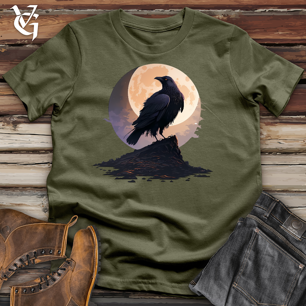 Viking Goods Raven Moon Kisses Cotton Tee Military Green / L