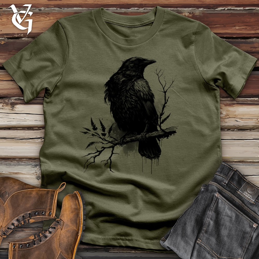 Viking Goods Raven on Branch Cotton Tee Military Green / L