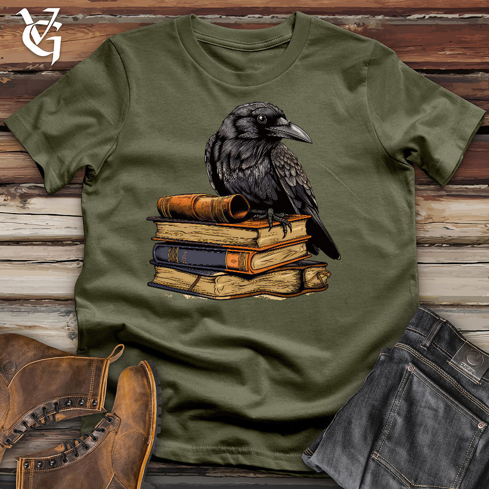 Viking Goods Raven Reading Ruler Cotton Tee Military Green / L