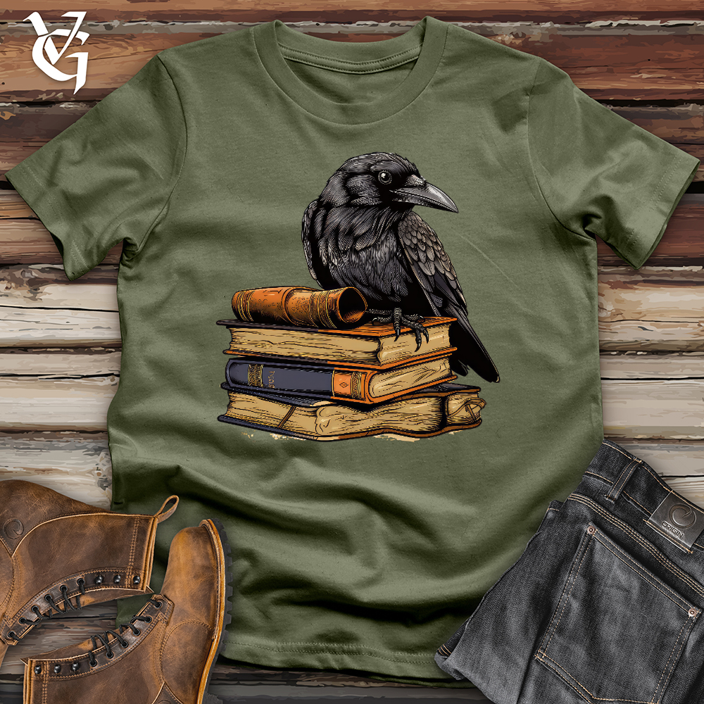 Viking Goods Raven Reading Ruler Softstyle Tee Military Green / L