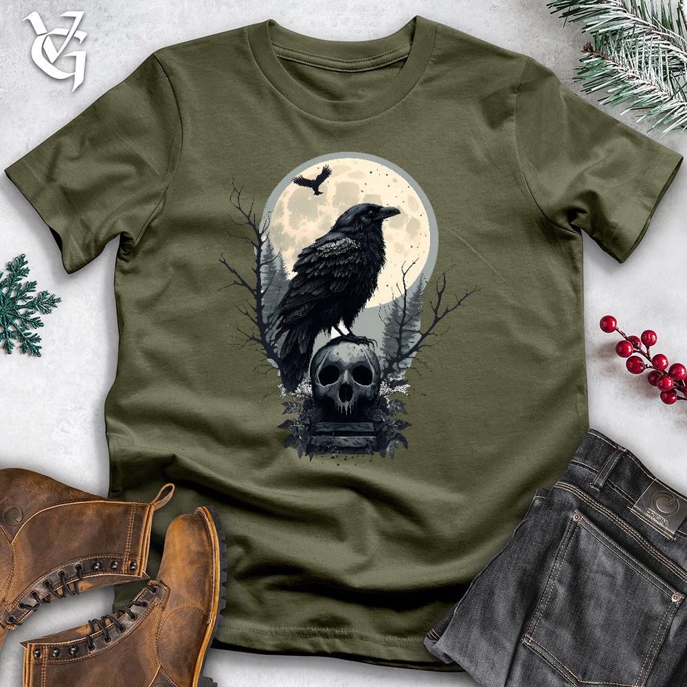 Viking Goods Raven Skull Protector Cotton Tee Military Green / L