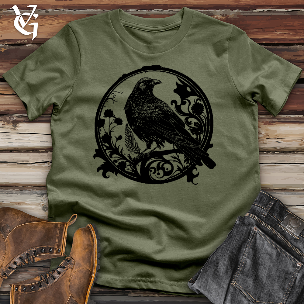 Viking Goods Raven With Acanthus Softstyle Tee Military Green / L
