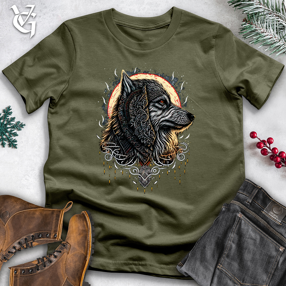 Viking Goods Red Eyed Wolf Cotton Tee Military Green / L