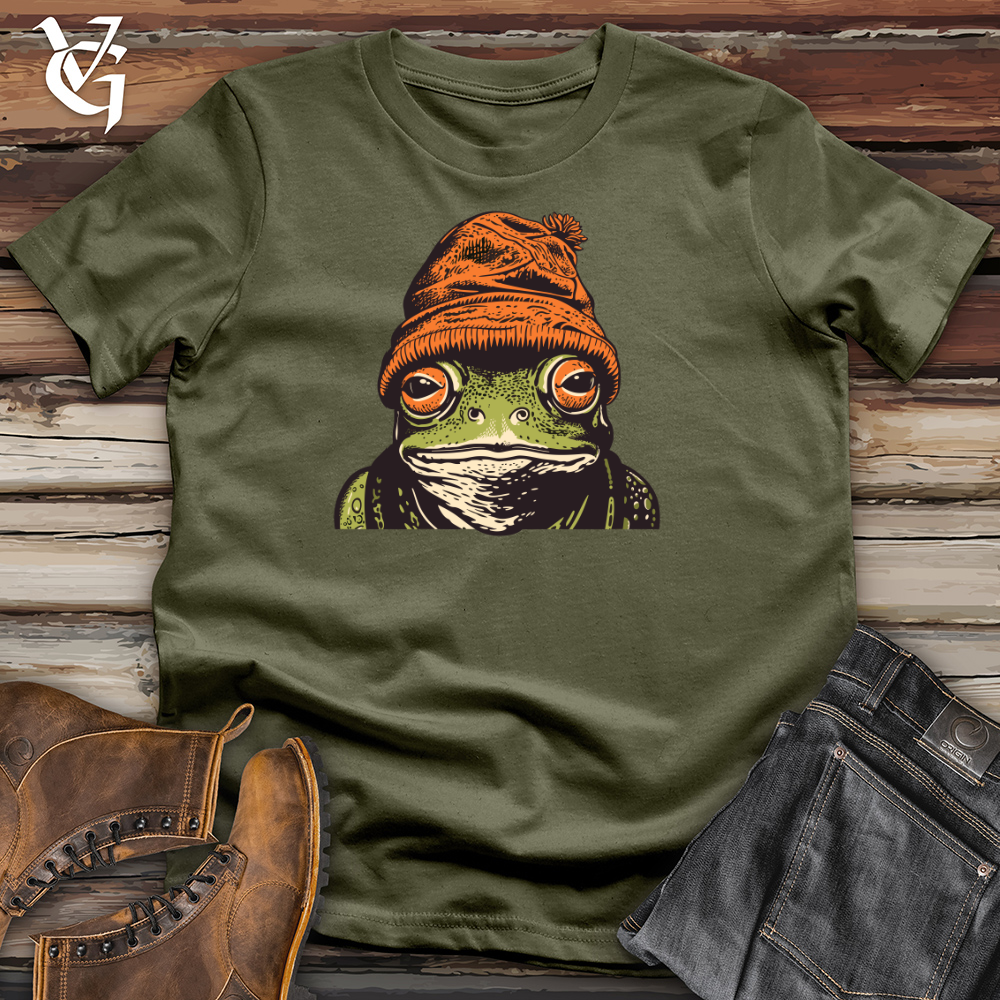 Viking Goods Retro Beanie Frog Cotton Tee Military Green / L