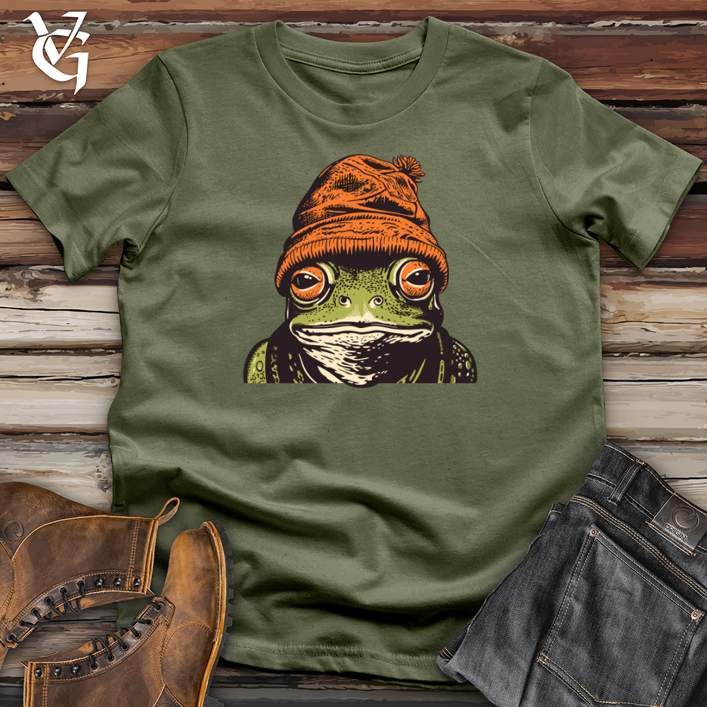 Viking Goods Retro Beanie Frog Softstyle Tee Military Green / L