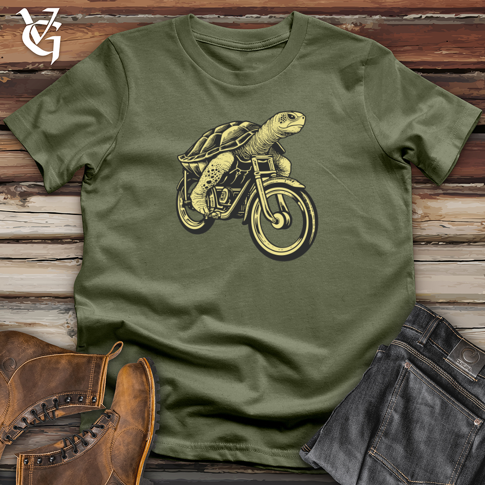 Viking Goods Retro Bike Formed Turtle 01 Softstyle Tee Military Green / L
