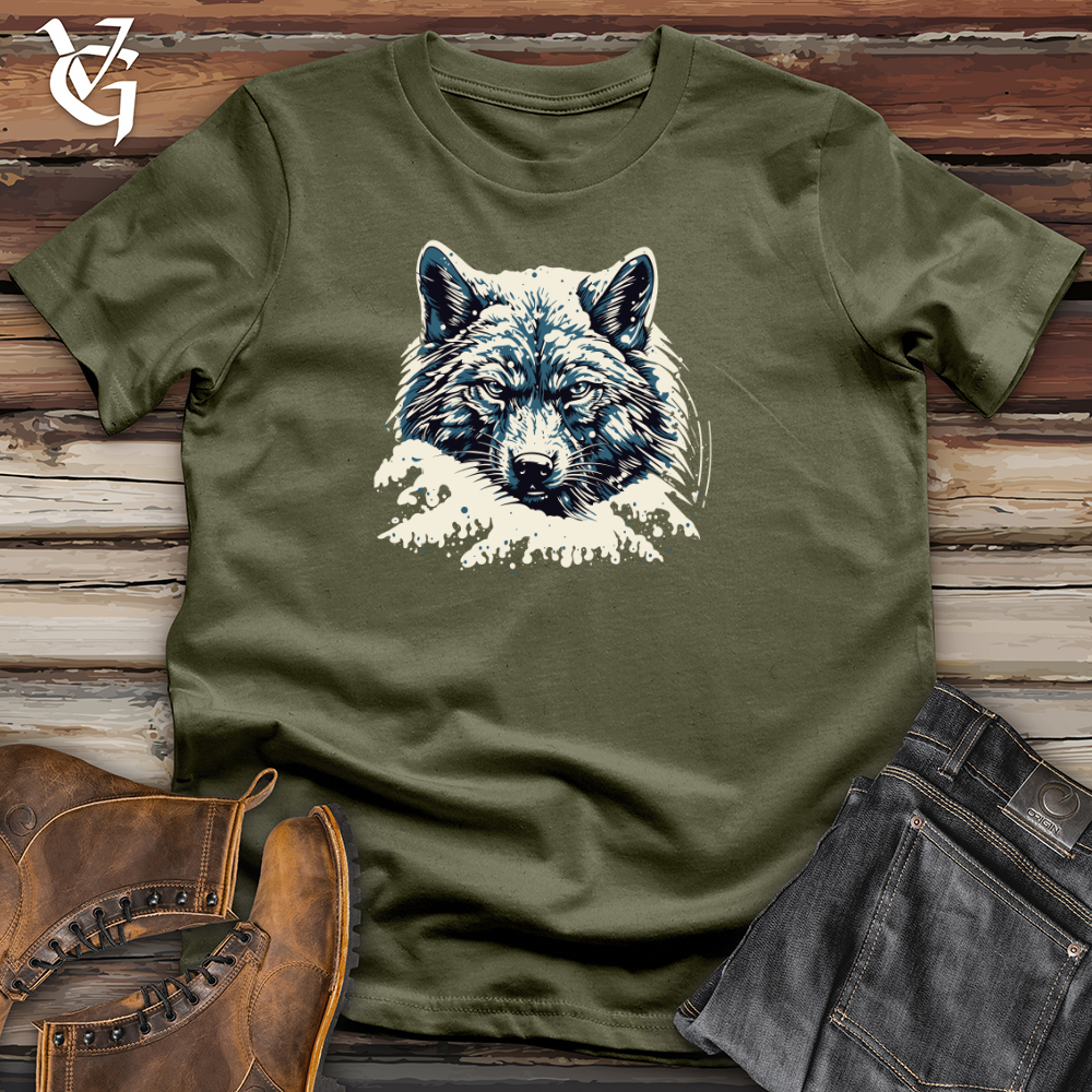 Viking Goods Retro Blizzard Wolf Cotton Tee Military Green / L
