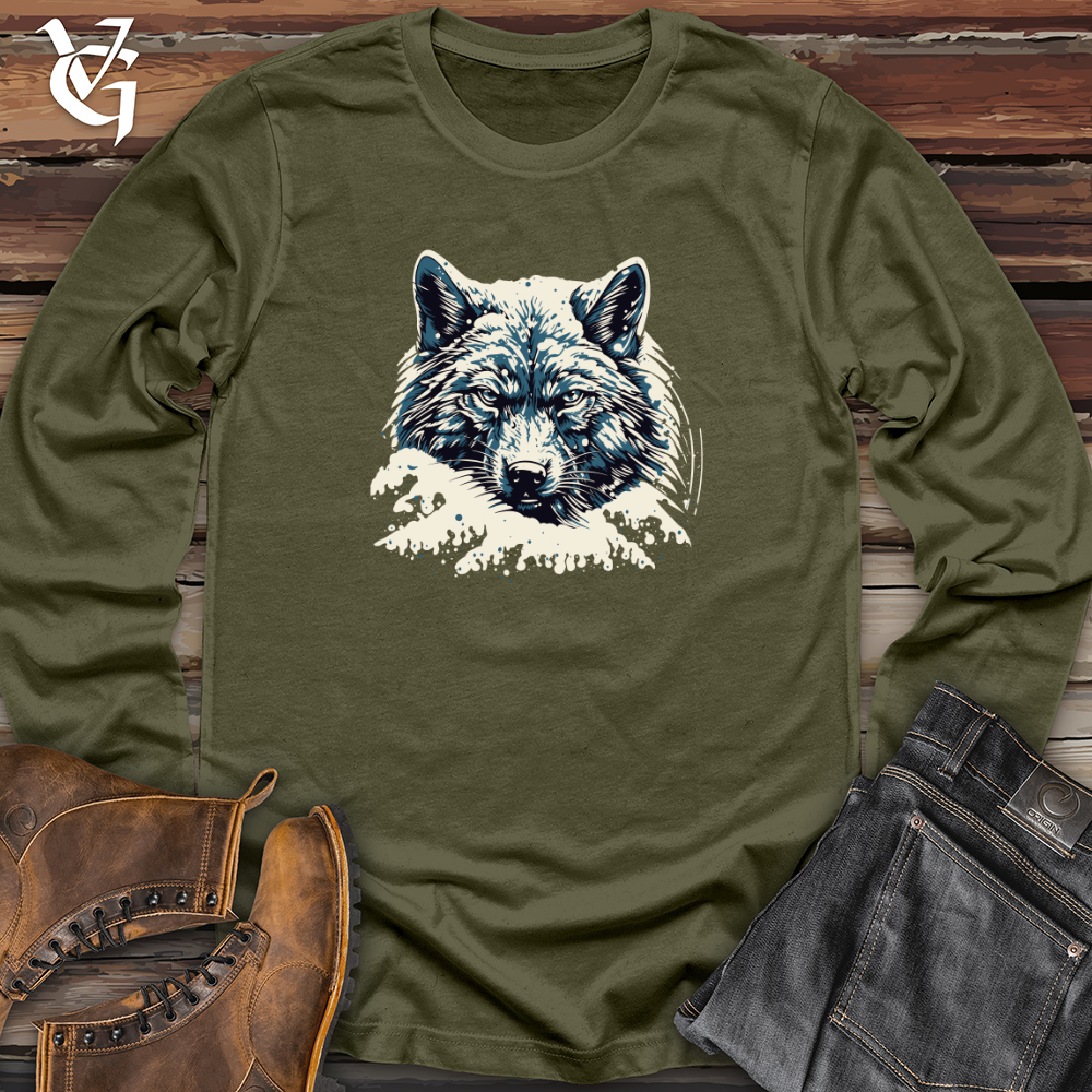 Viking Goods Retro Blizzard Wolf Long Sleeve Military Green / L