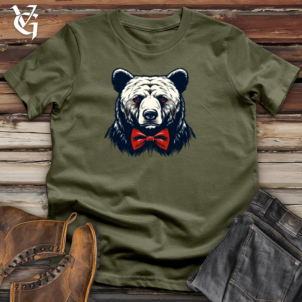 Viking Goods Retro Bow Tie Bear Cotton Tee Military Green / L