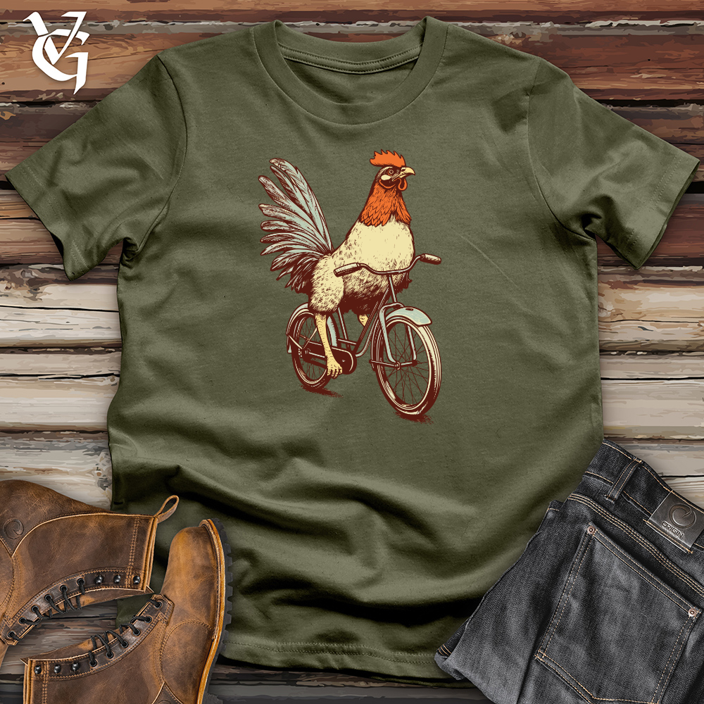 Viking Goods Retro Cluckin Wheels Cotton Tee Military Green / L