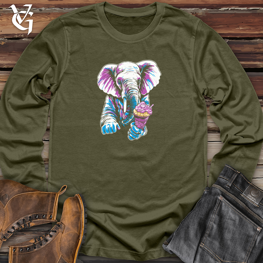 Viking Goods Retro Cosmic Ice Cream Elephant Long Sleeve Military Green / L