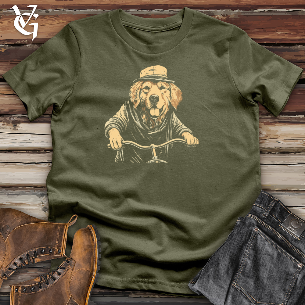 Viking Goods Retro Cruiser Golden Retriever Cotton Tee Military Green / L