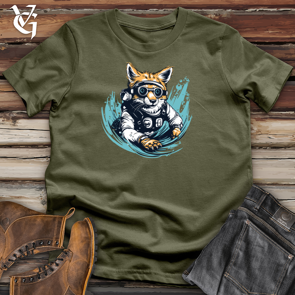 Viking Goods Retro Dive Fox Cotton Tee Military Green / L
