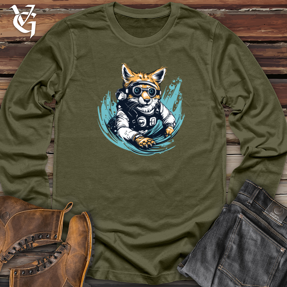 Viking Goods Retro Dive Fox Long Sleeve Military Green / L