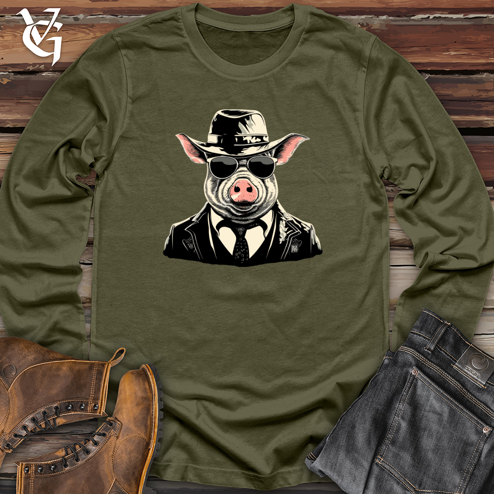 Viking Goods Retro Gangster Hog Long Sleeve Military Green / L