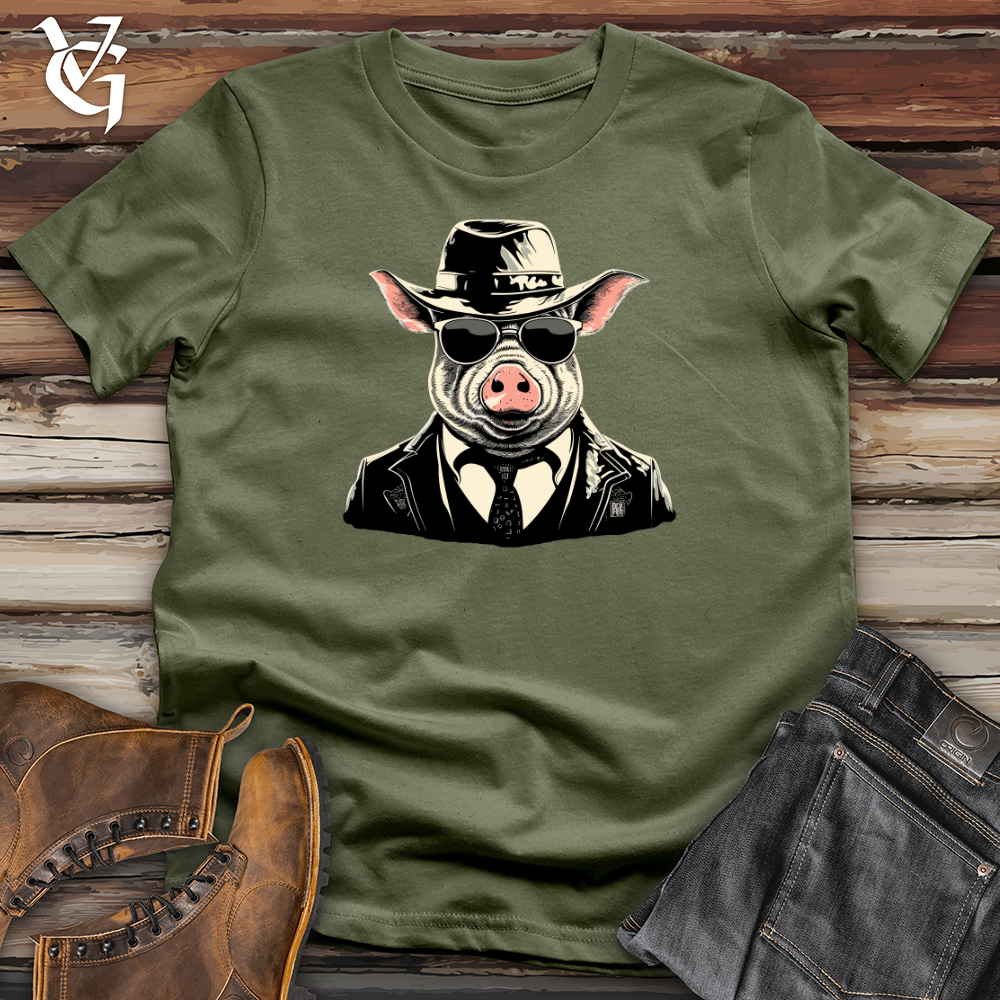 Viking Goods Retro Gangster Hog Softstyle Tee Military Green / L