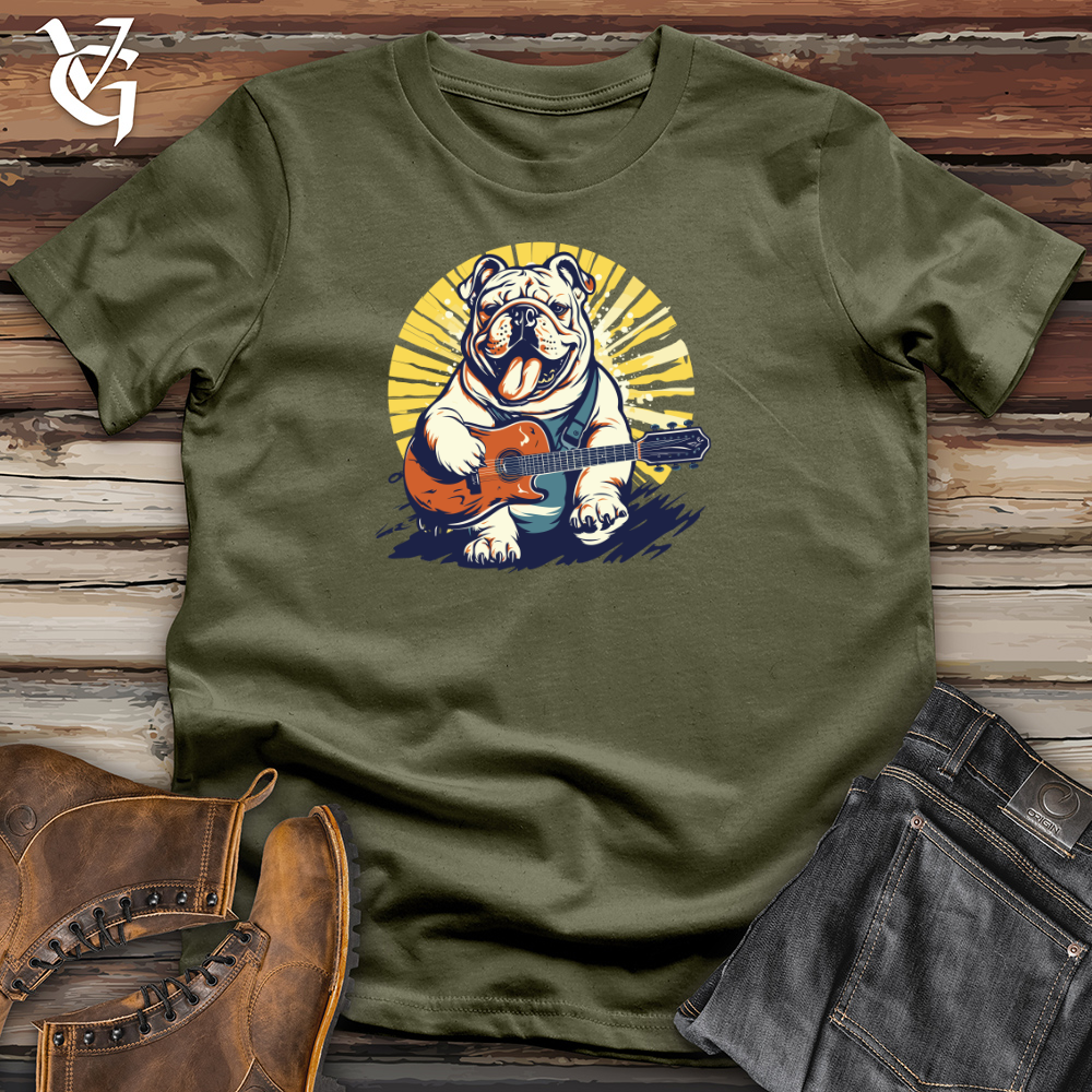 Viking Goods Retro Guitar Bulldog Cotton Tee Military Green / L