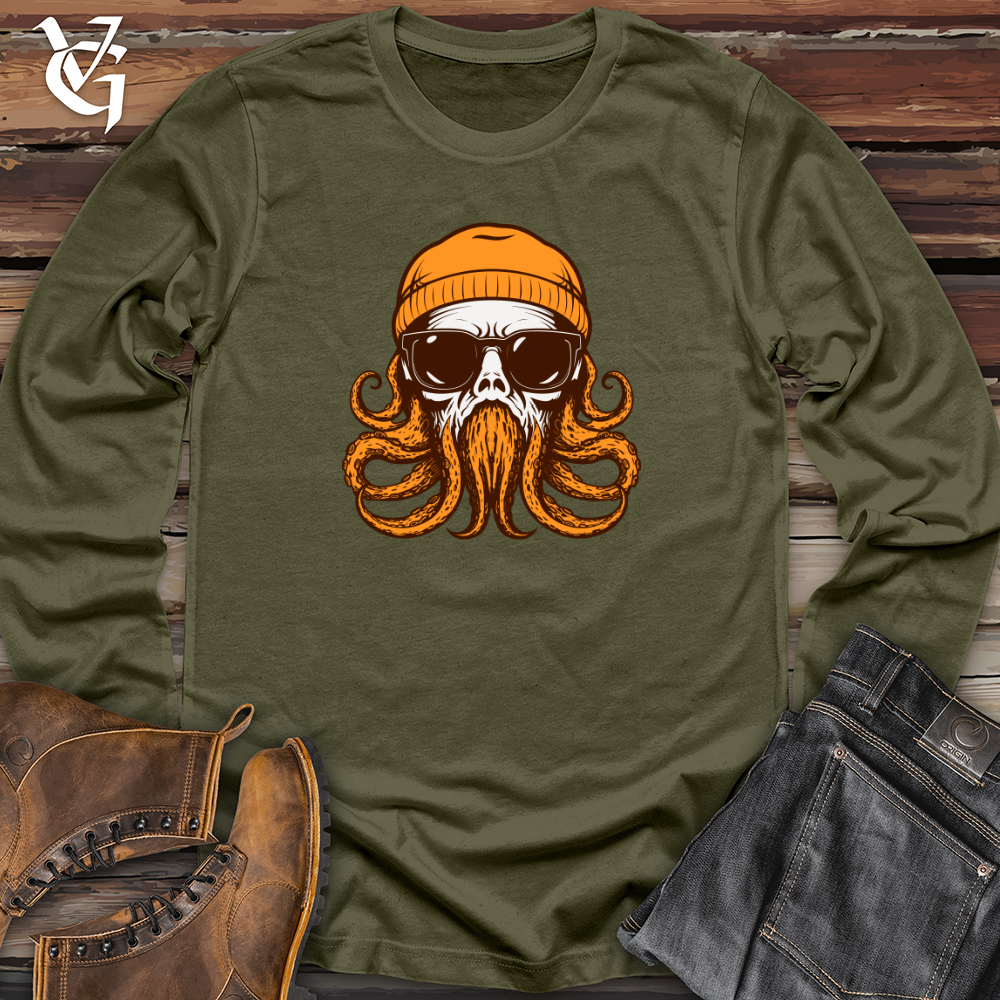Viking Goods Retro Headed Cephalopod Long Sleeve Military Green / L