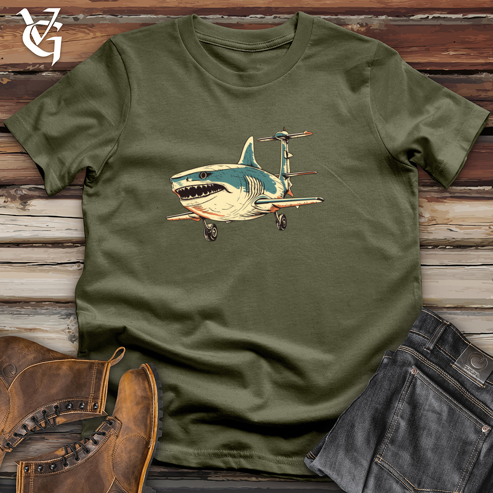 Viking Goods Retro HeliShark Cotton Tee Military Green / L