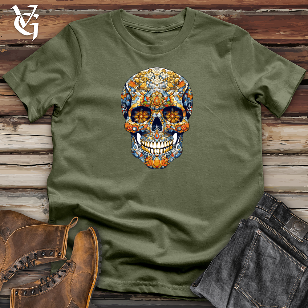 Viking Goods Retro Mosaic Skull Softstyle Tee Military Green / L