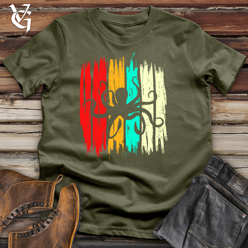 Viking Goods Retro Octopus Cotton Tee Military Green / L