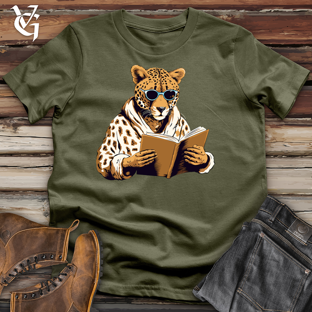 Viking Goods Retro Reader Cheetah Cotton Tee Military Green / L