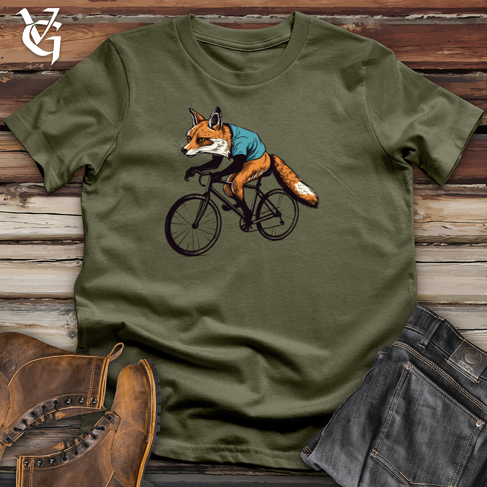 Viking Goods Retro Rider Fox Cotton Tee Military Green / L