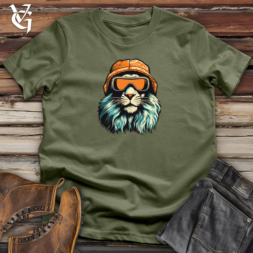 Viking Goods Retro Ski Mask Lion Softstyle Tee Military Green / L