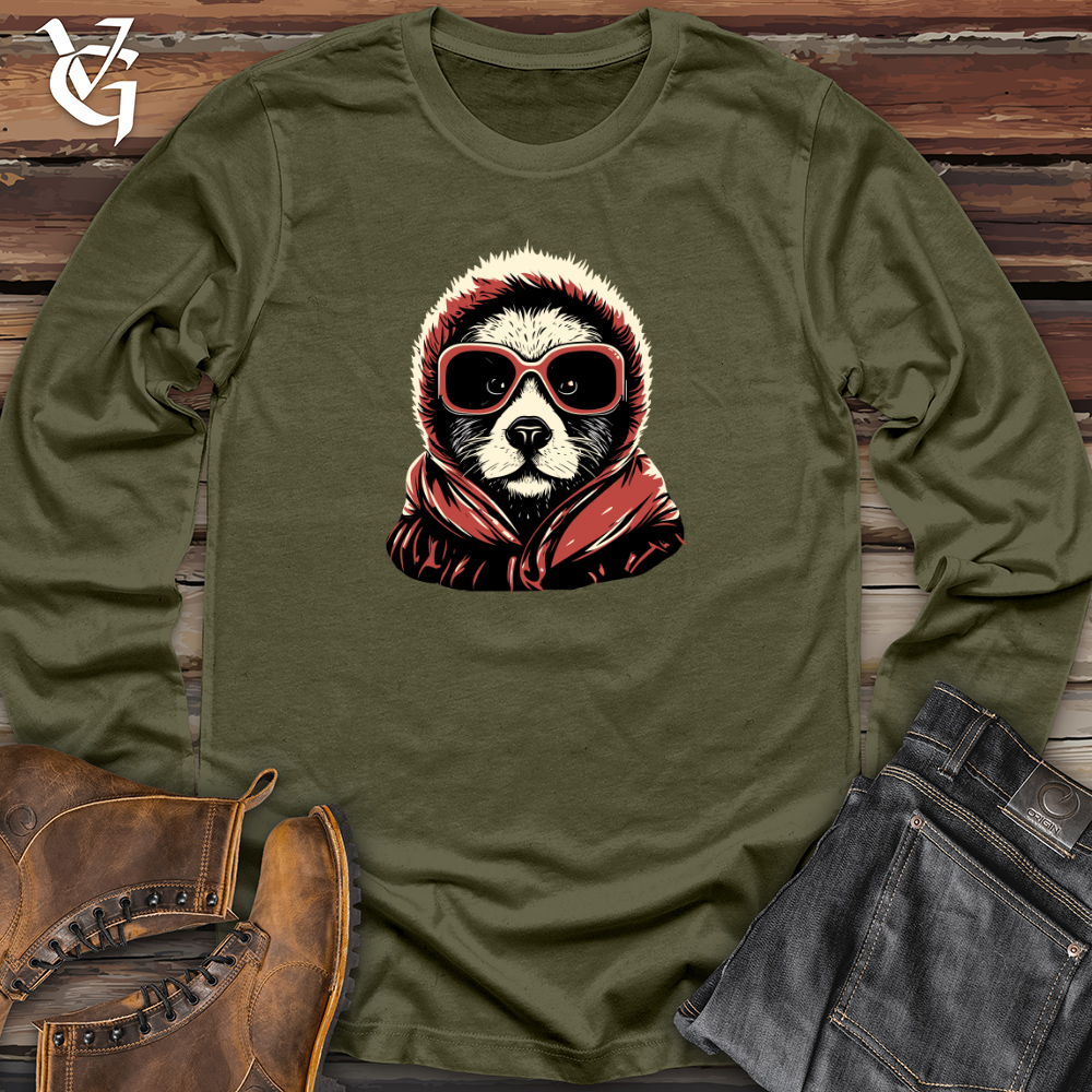 Viking Goods Retro Ski Masked Panda Long Sleeve Military Green / L