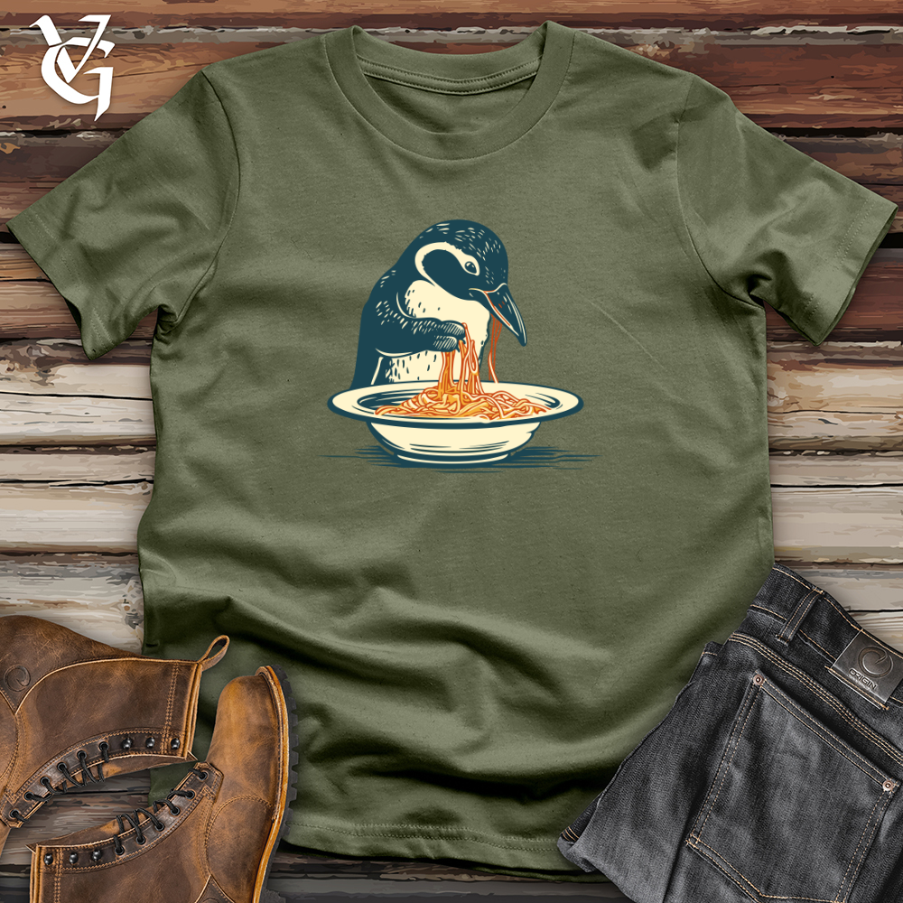 Viking Goods Retro Spaghetti Penguin Softstyle Tee Military Green / L