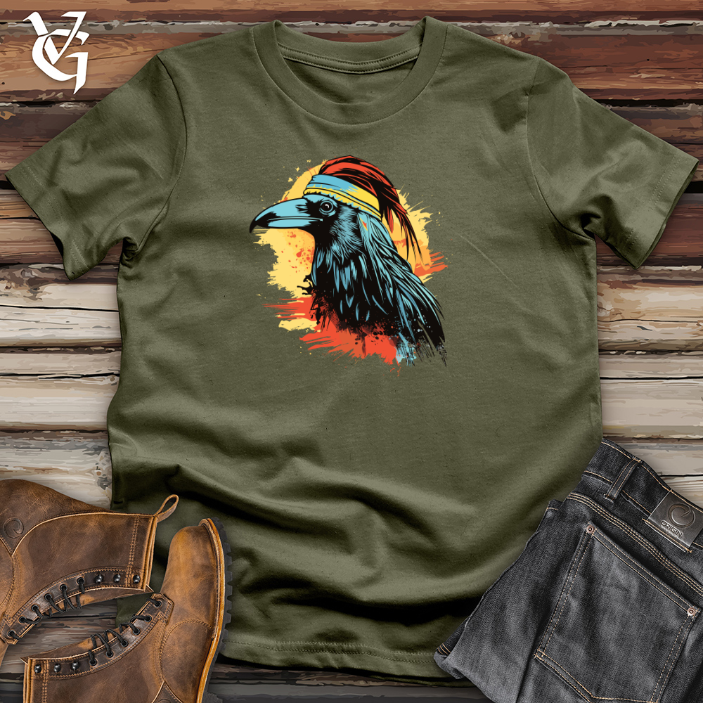 Viking Goods Retro Surfing Raven Cotton Tee Military Green / L