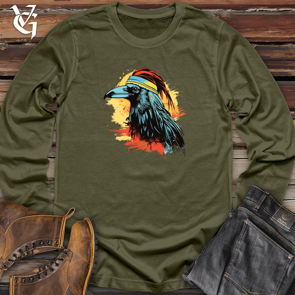 Viking Goods Retro Surfing Raven Long Sleeve Military Green / L