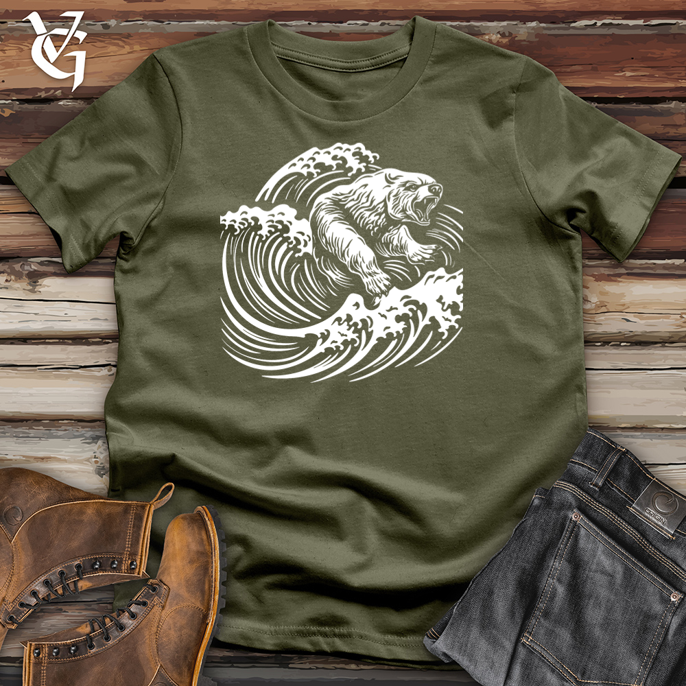 Viking Goods Rider Bear Wave Cotton Tee Military Green / L