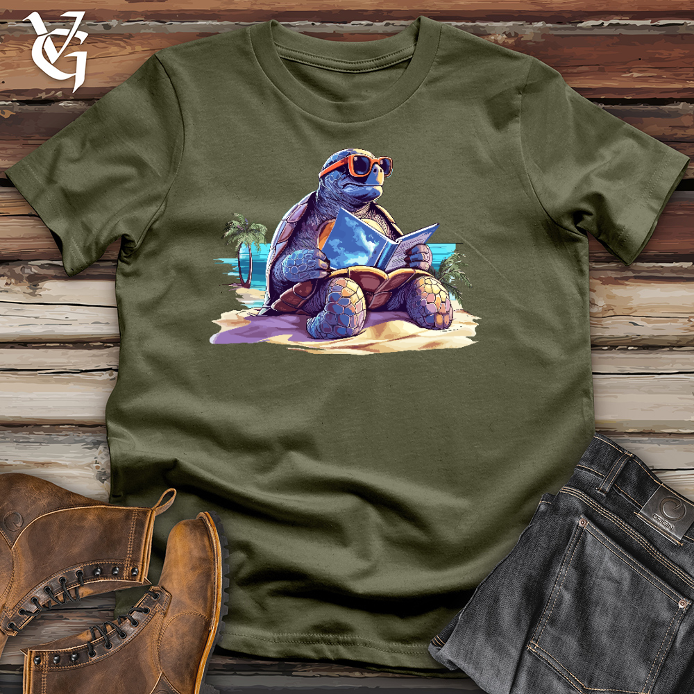 Viking Goods Sea Turtle Reading a Book Cotton Tee Military Green / L