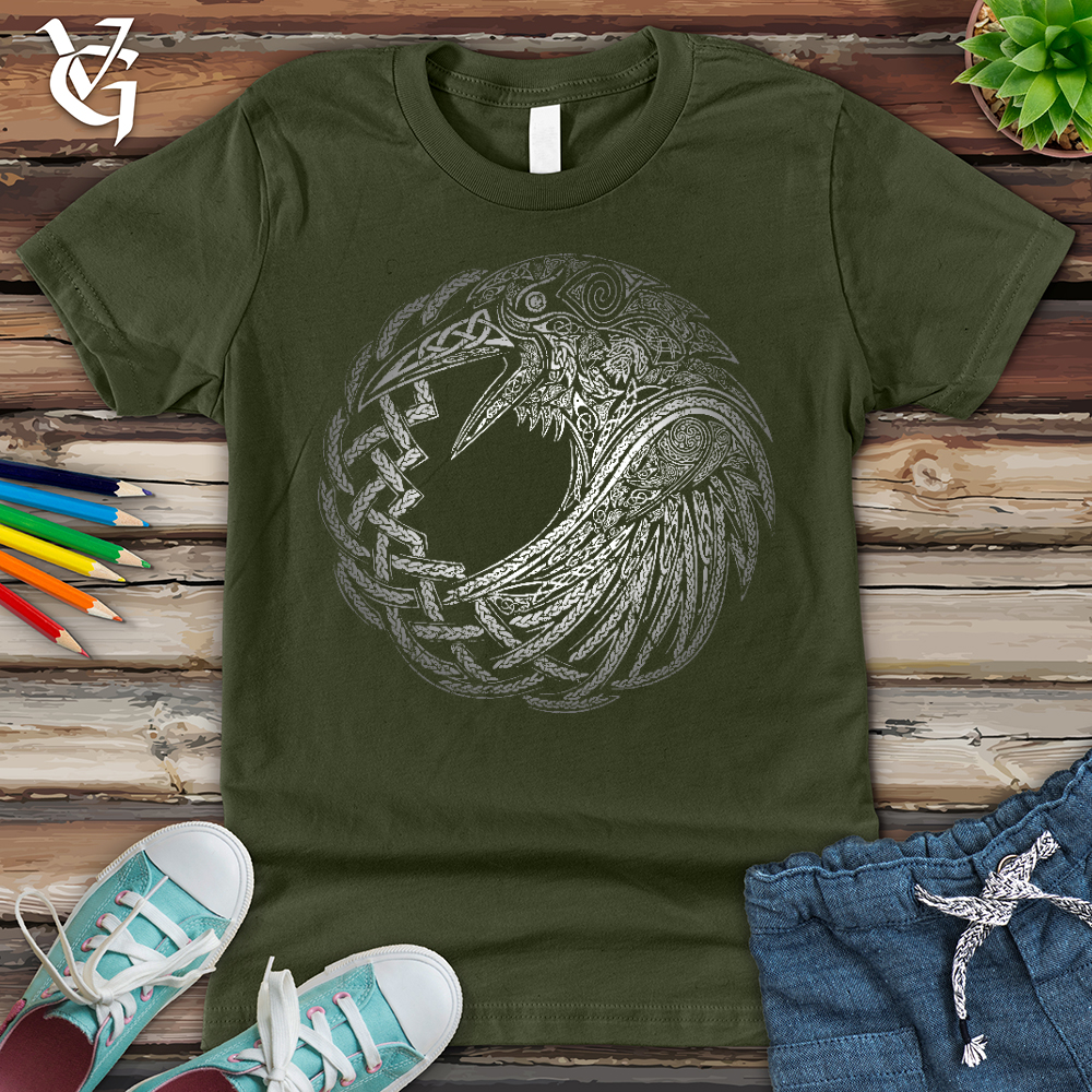 Viking Goods Silver Glass Raven Youth Tee Military Green / L