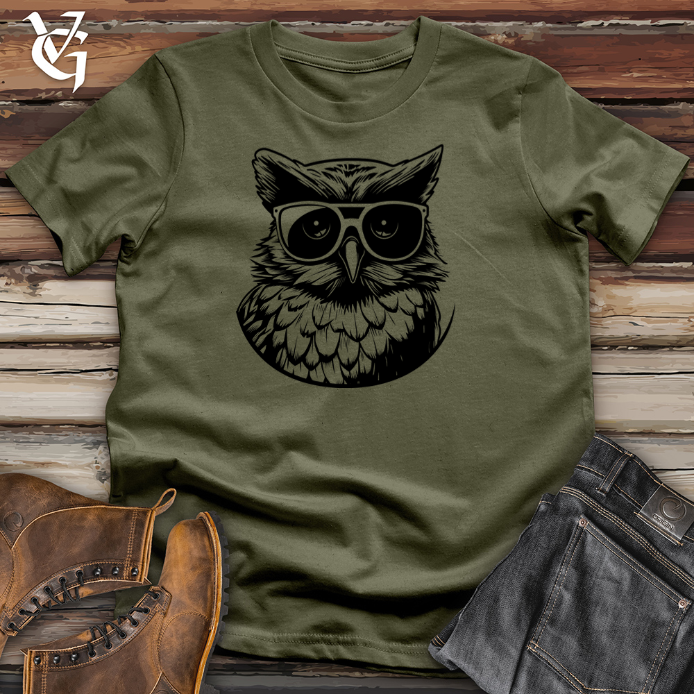 Viking Goods Skateboard Owl Cool Cotton Tee Military Green / L