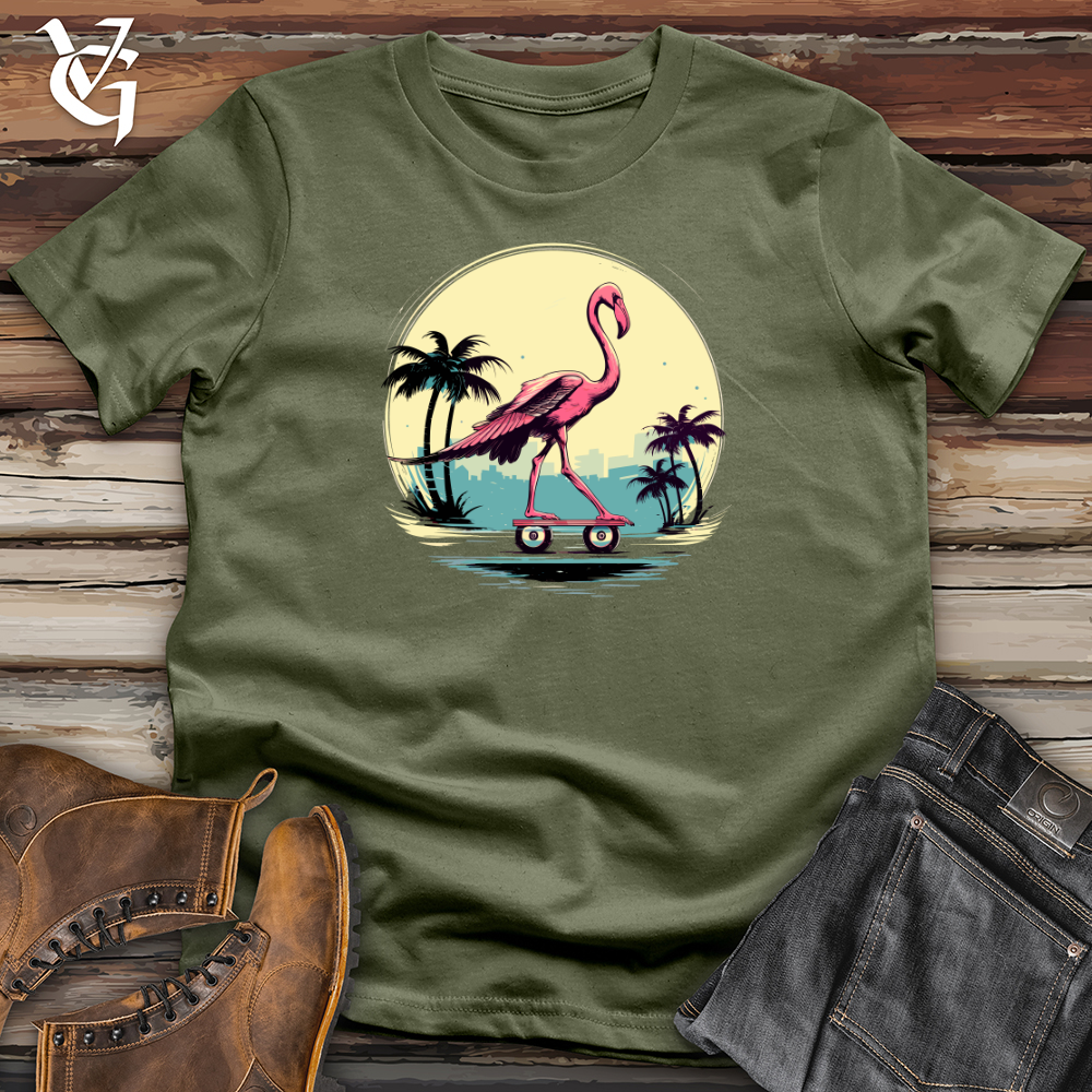 Viking Goods Skateboarding Flamingo Sunset Softstyle Tee Military Green / L