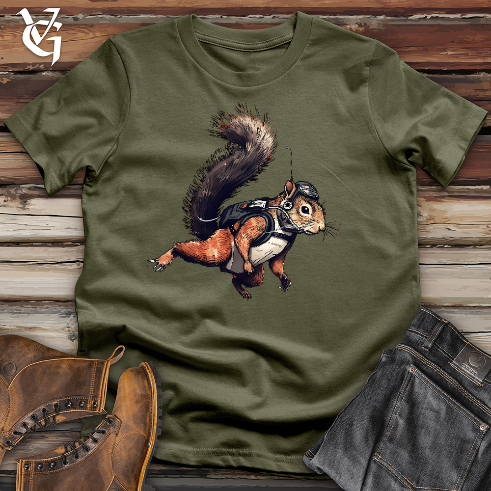 Viking Goods Skydiving Squirrel Cotton Tee Military Green / L