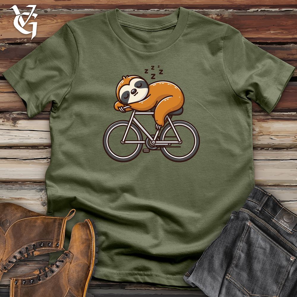 Viking Goods Sleepy Sloth Napping on Bicycle Softstyle Tee Military Green / L