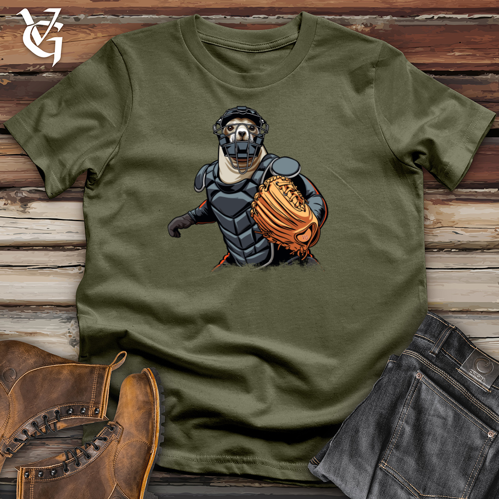 Viking Goods Sloth Baseball Catcher Cotton Tee Military Green / L