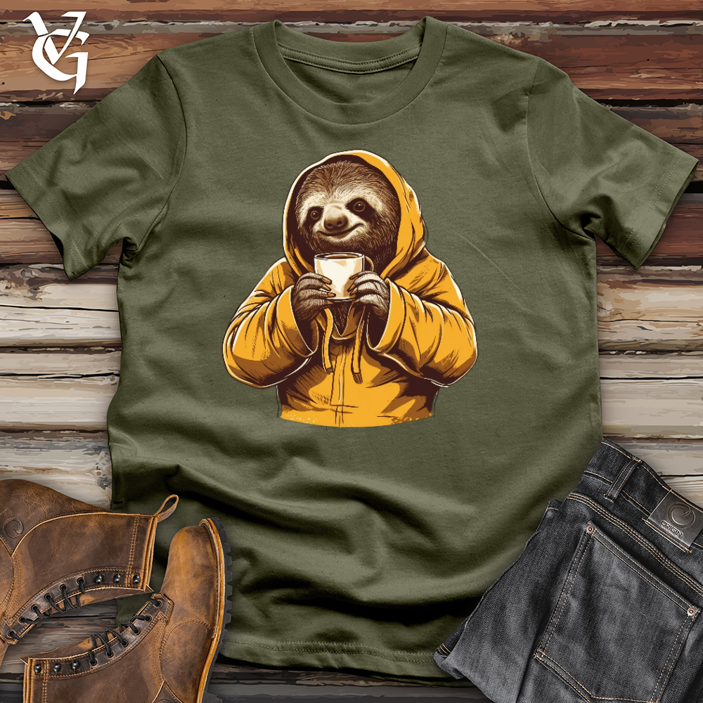 Viking Goods Sloth Coffee Cotton Tee Military Green / L