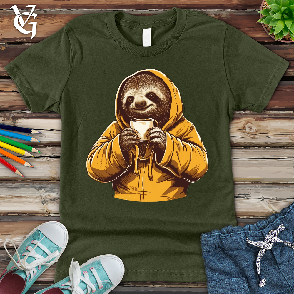Viking Goods Sloth Coffee Youth Tee Military Green / L