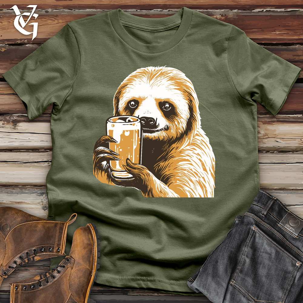Viking Goods Sloth Drinking Softstyle Tee Military Green / L