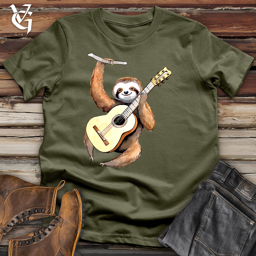 Viking Goods Sloth Guitarist Cotton Tee Military Green / L