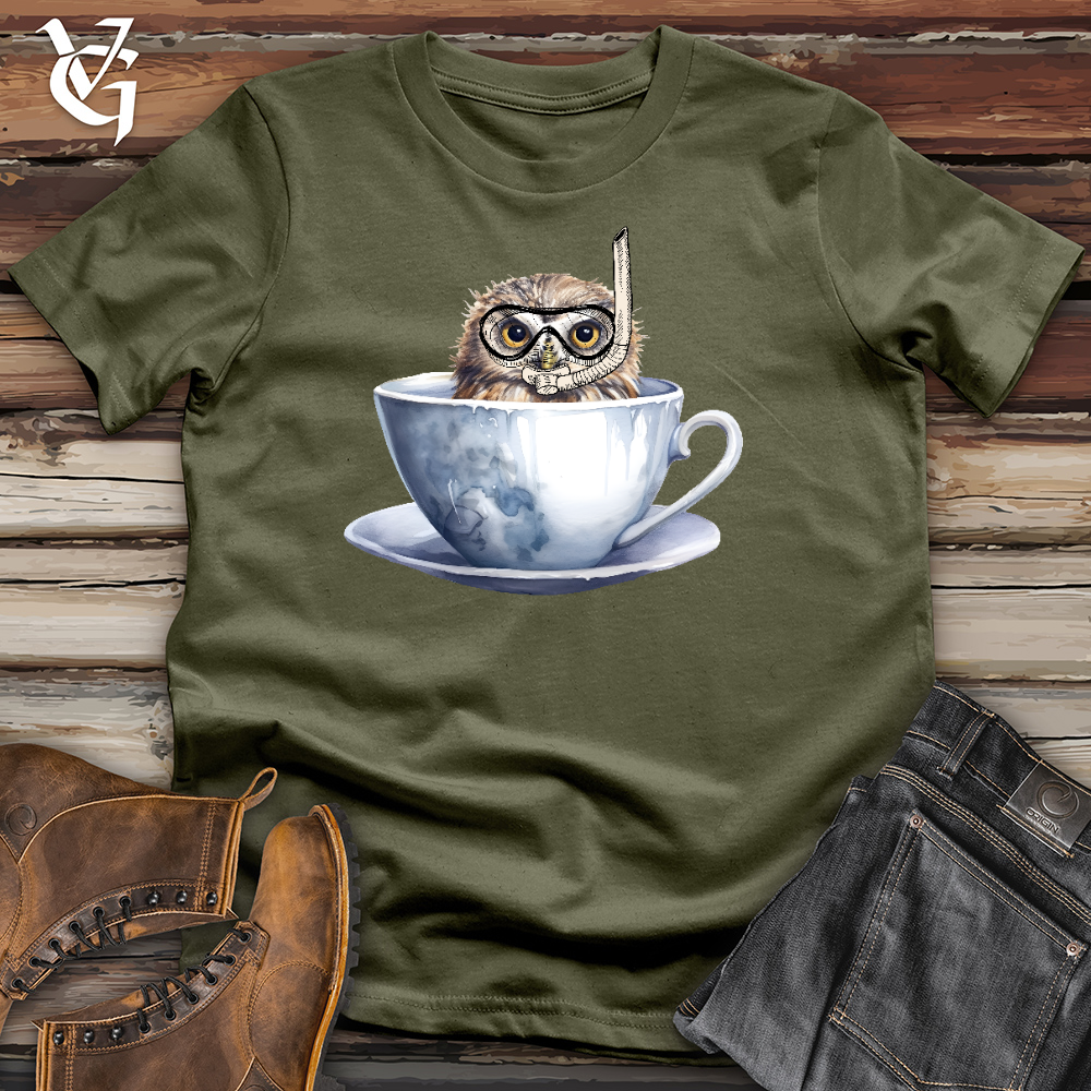 Viking Goods Snorkeling Owl Cotton Tee Military Green / L