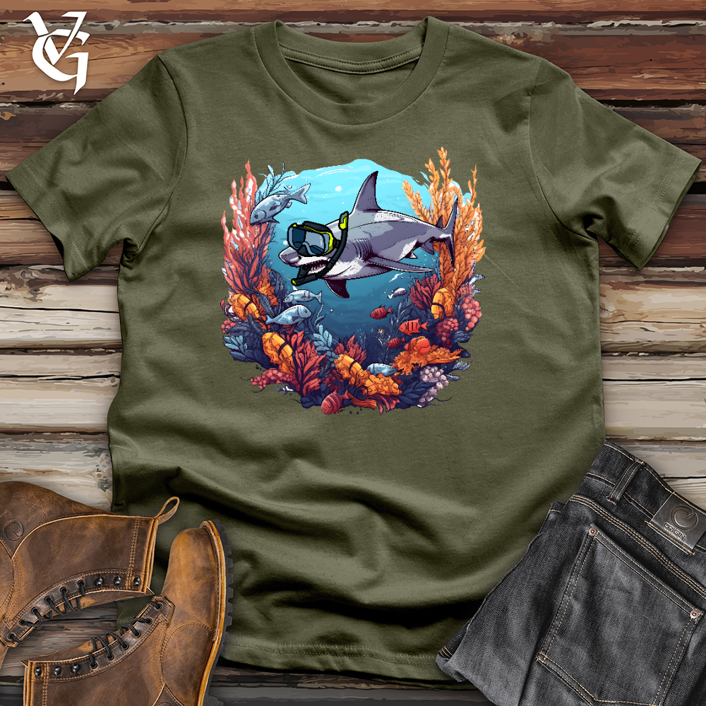 Viking Goods Snorkeling Shark Cotton Tee Military Green / L
