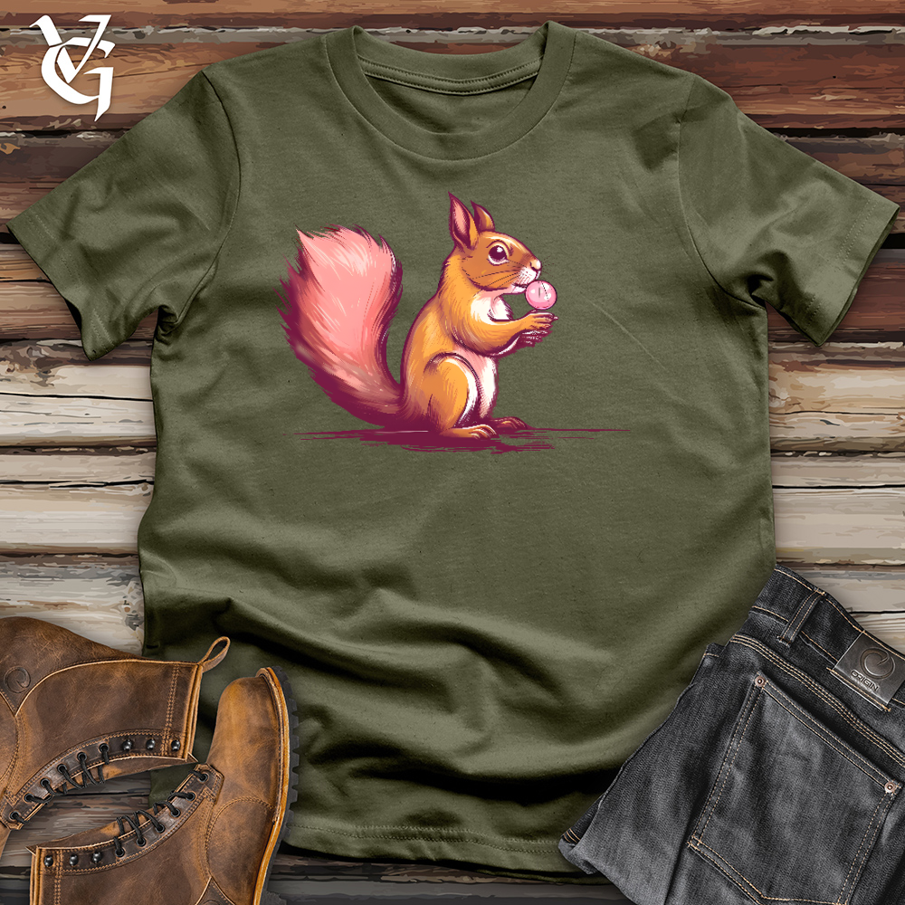 Viking Goods Squirrel Blowing Bubbles with Bubble Gum Cotton Tee Military Green / L
