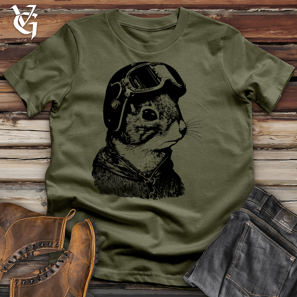 Viking Goods Squirrel Fighter Pilot Cotton Tee Military Green / L