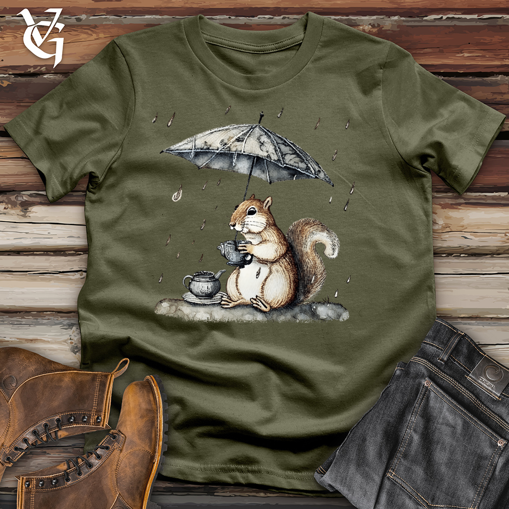 Viking Goods Squirrel In The Rain Cotton Tee Military Green / L